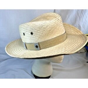 Coolibar Men's Eagle Golf Gambler Straw Sun Hat UPF 50+ Natural Sand Large/XL